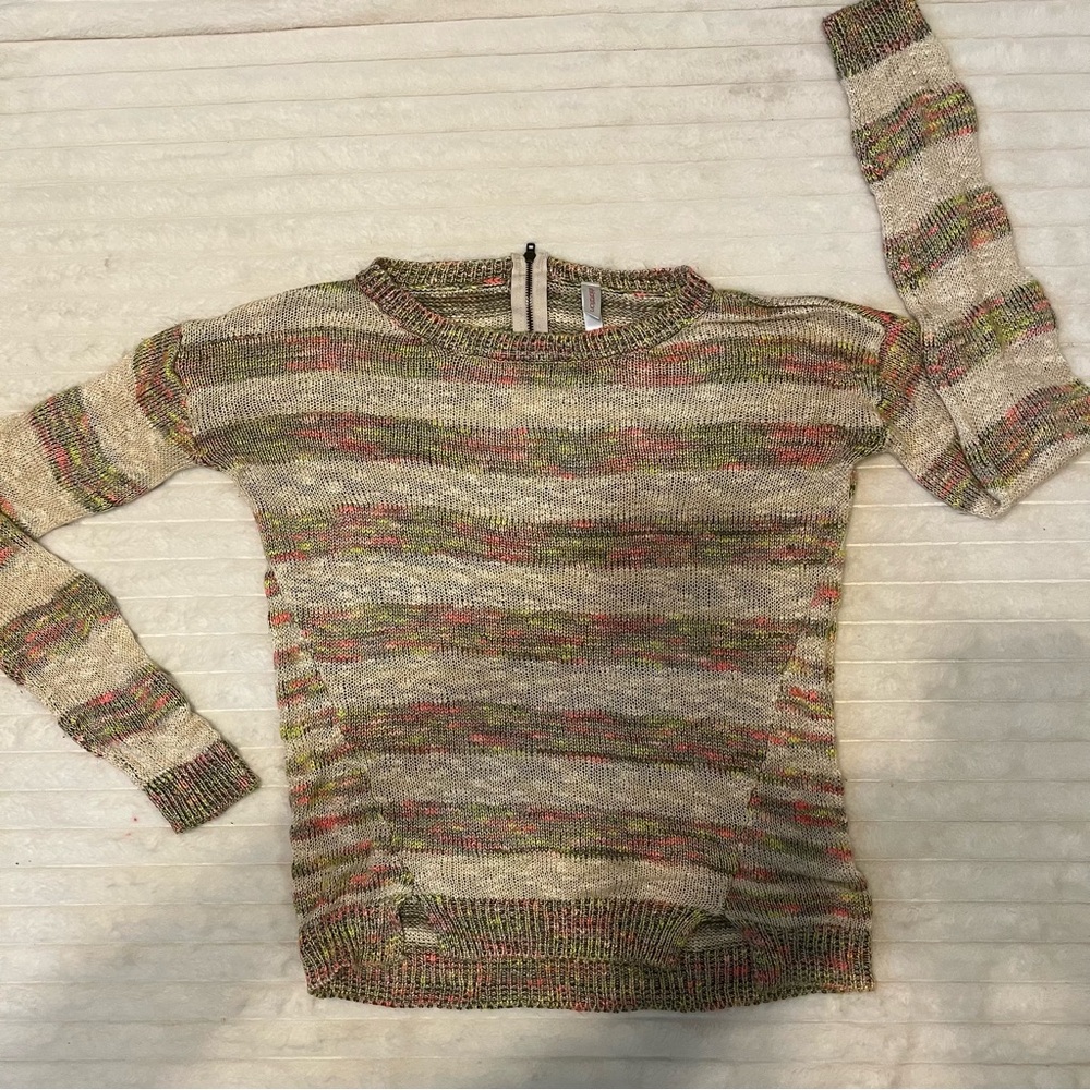 XHILARATION Striped Multicolor Sweater zipper closure in back size XS